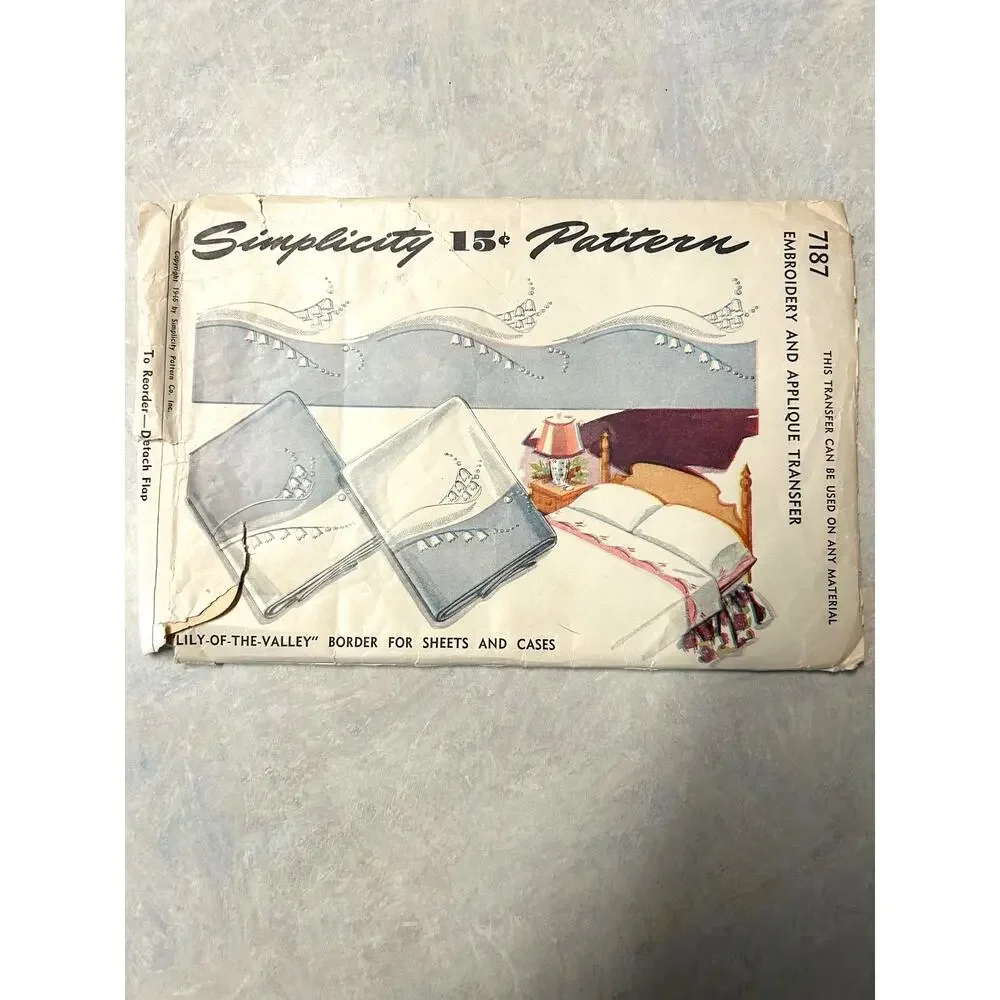Vintage 1946 Simplicity Pattern #7187 Embroidery and Applique‎ Transfers
